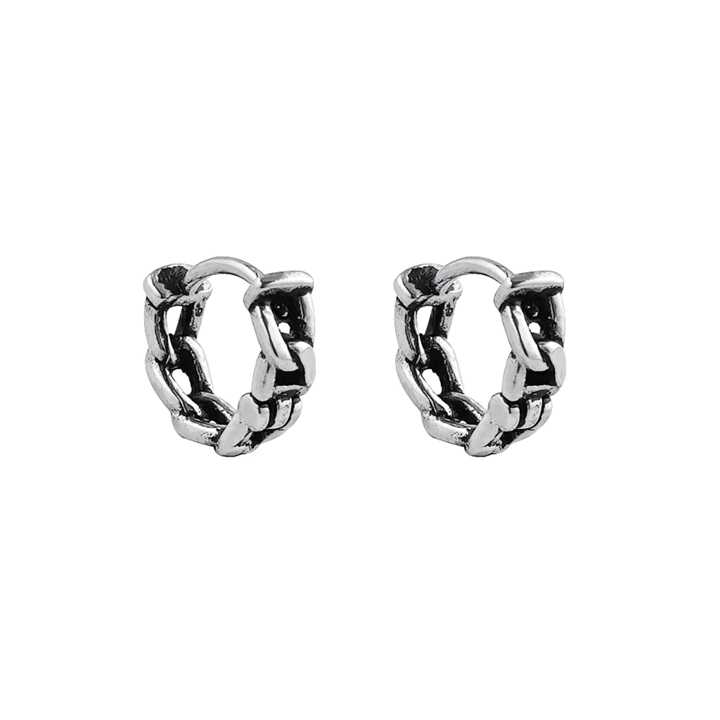 Titanium Steel Cuban Chain Hoop Earrings