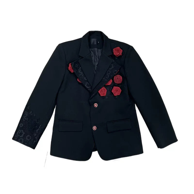 3D Roses Double Collar Suit Jacket