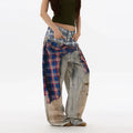 3D Printed Baggy Patchwork Jeans