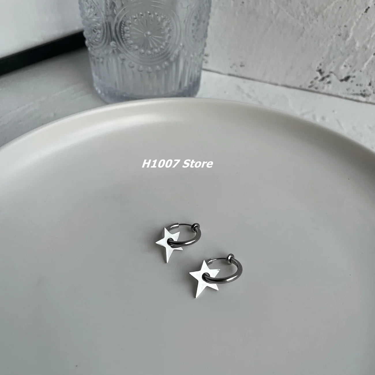 Titanium Steel Star Hoop Earrings