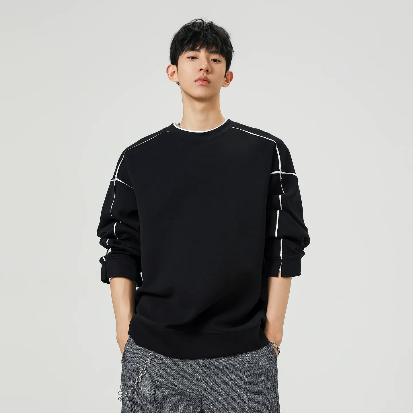 Contrast Stitch Loose Fit Sweatshirt