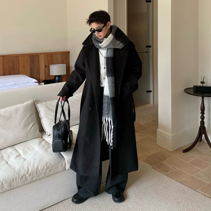 Wool Long Over-the-Knee Trench Coat