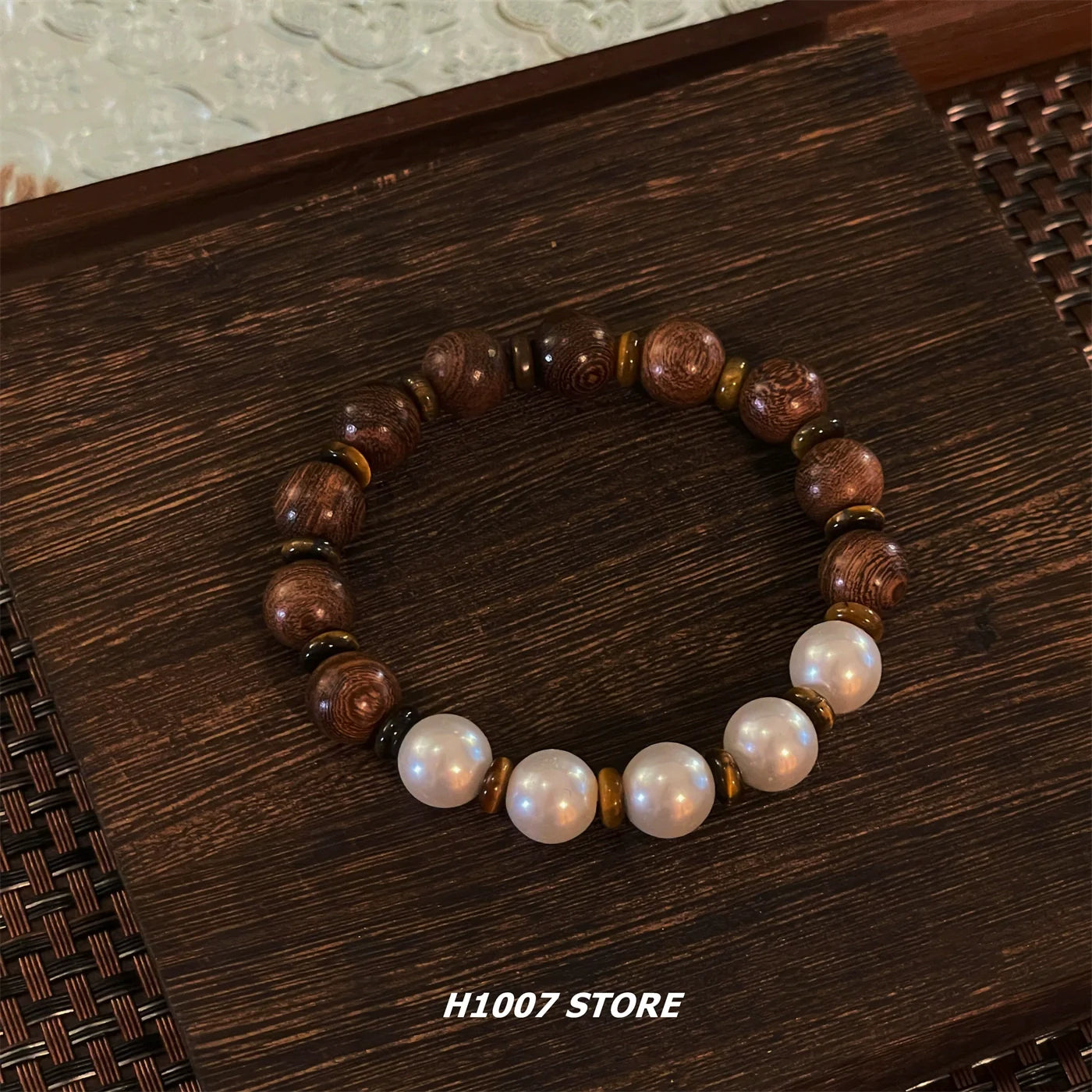 Tiger Eye Pearl Beaded Bracelet