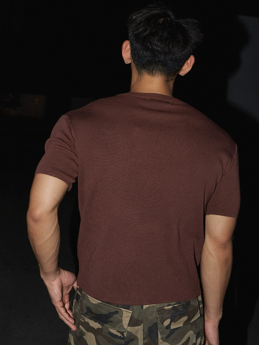 V-Neck Lace-Up Short Sleeve Knit Sweater