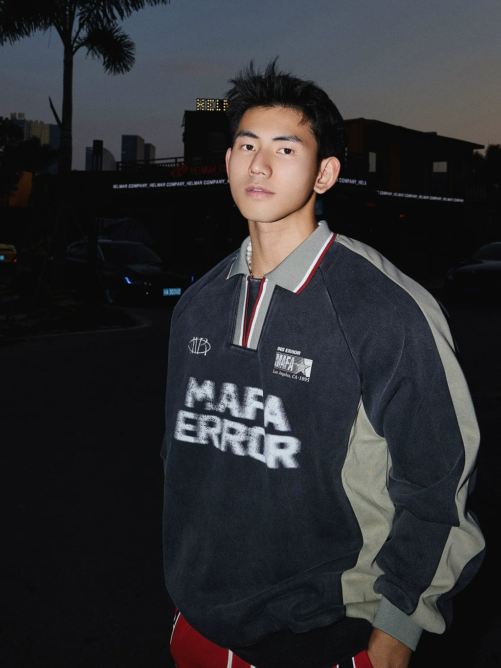 V-neck Baseball Style Retro Sweatshirt