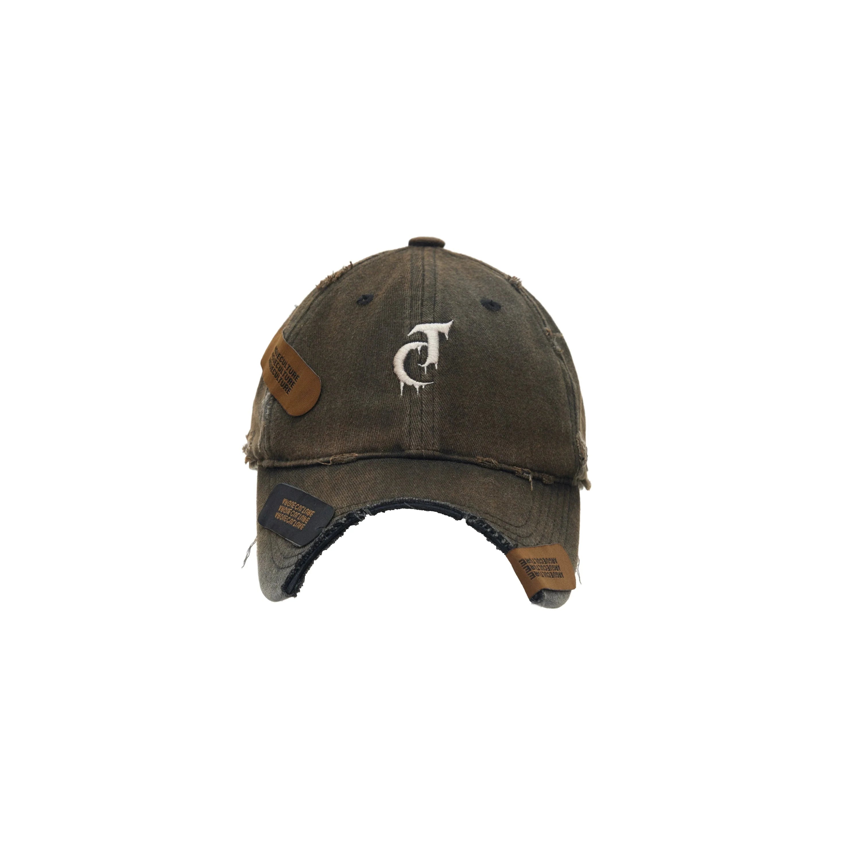 Distressed Baseball Cap with Patch Design