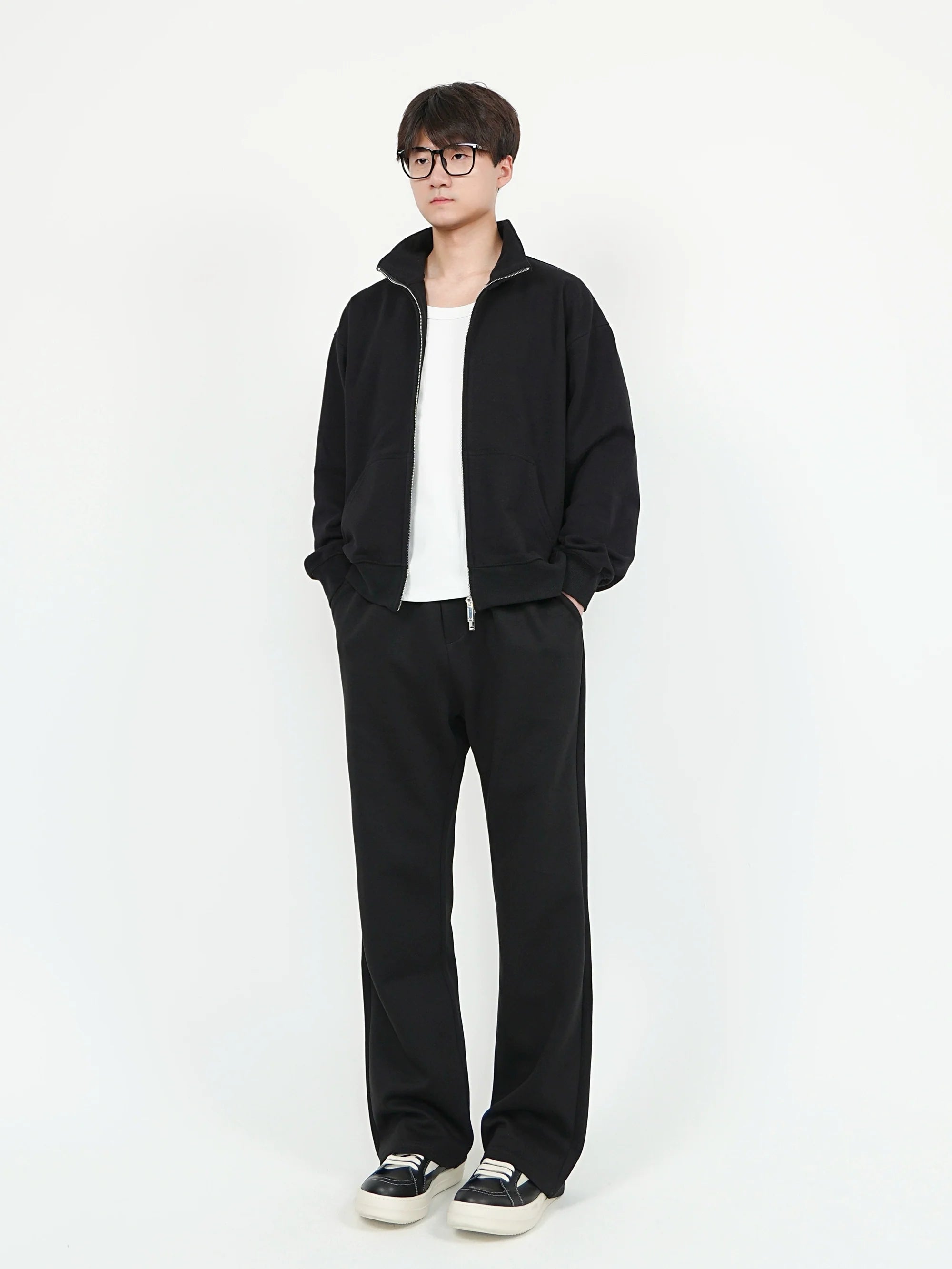 Double Zipper Stand Collar Sweatshirt