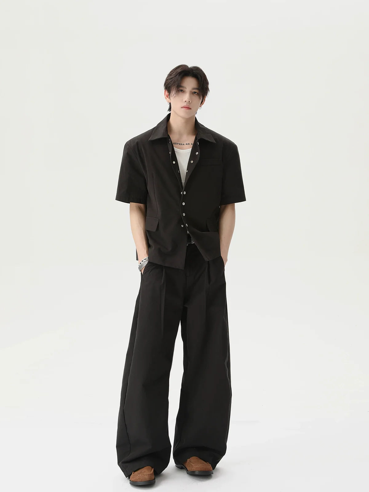 Wide-Leg Button-Down Top and Pants