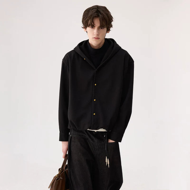 Wool Drawstring Hooded Jacket