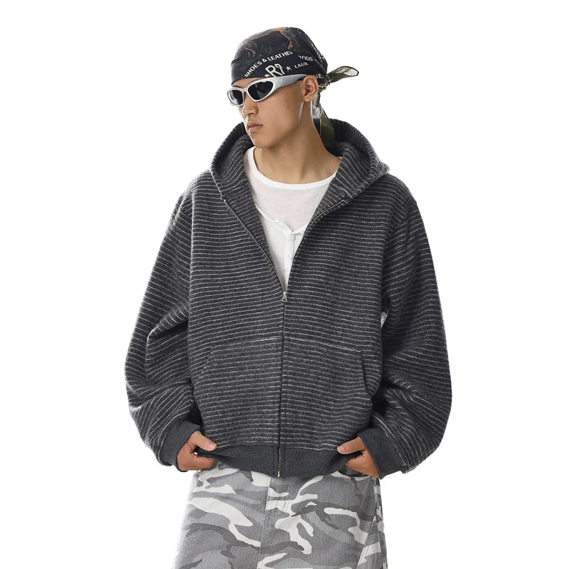 Striped Loose Fit Hooded Sweatshirt