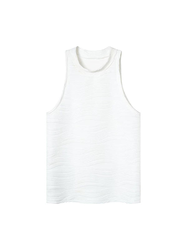 Textured Sleeveless Fitted Tank Top