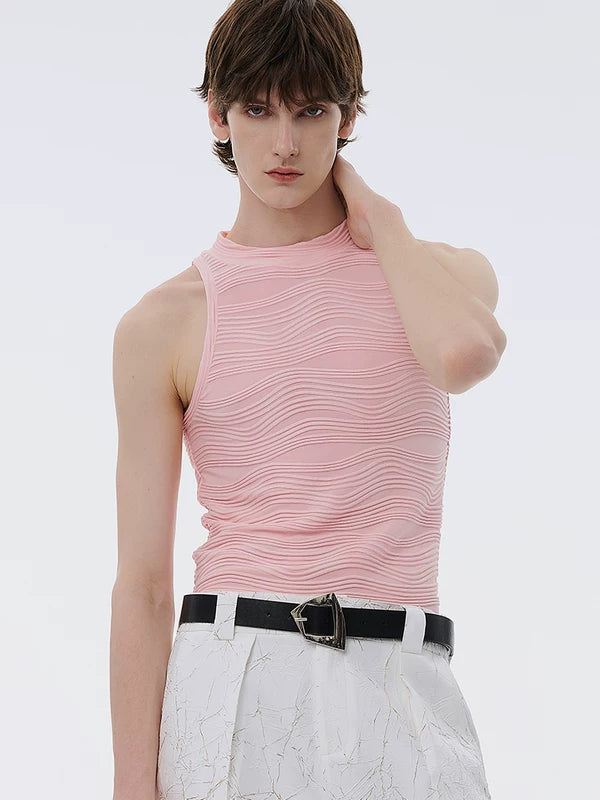Textured Stretch Sleeveless Vest
