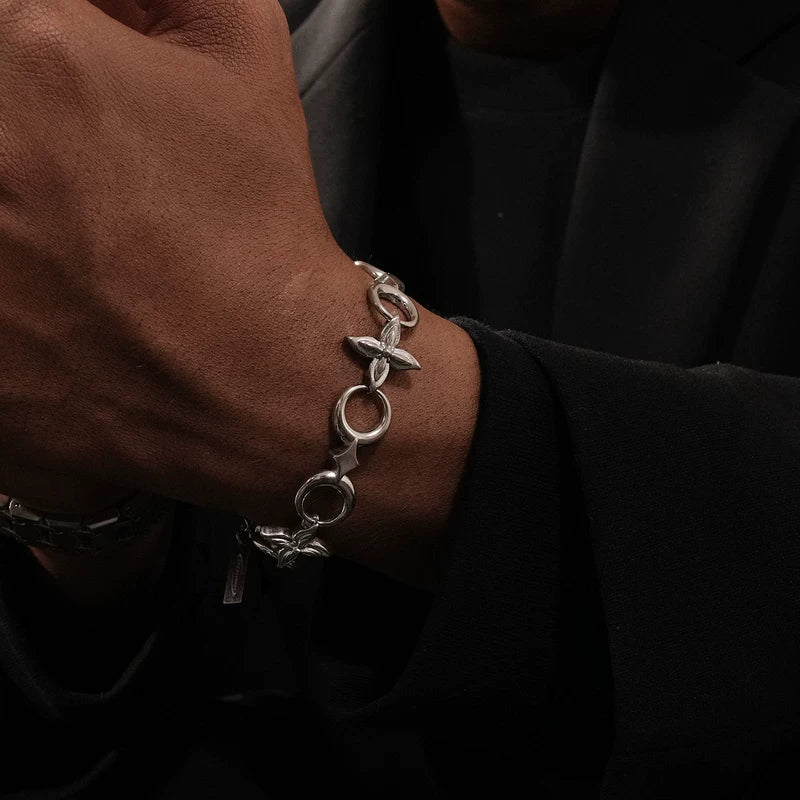 Titanium Steel Star Flower Chain Bracelet