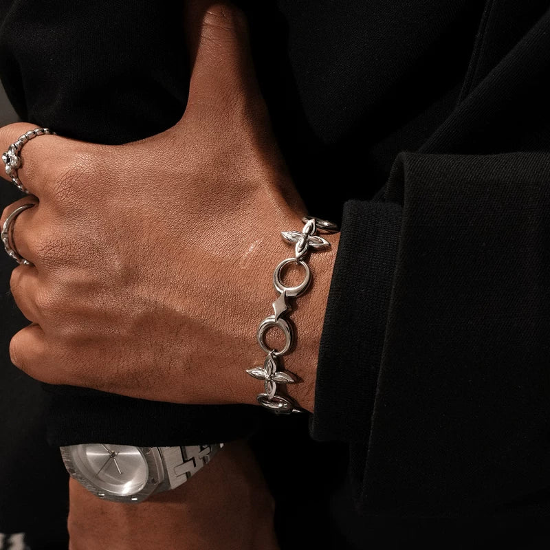 Titanium Steel Star Flower Chain Bracelet