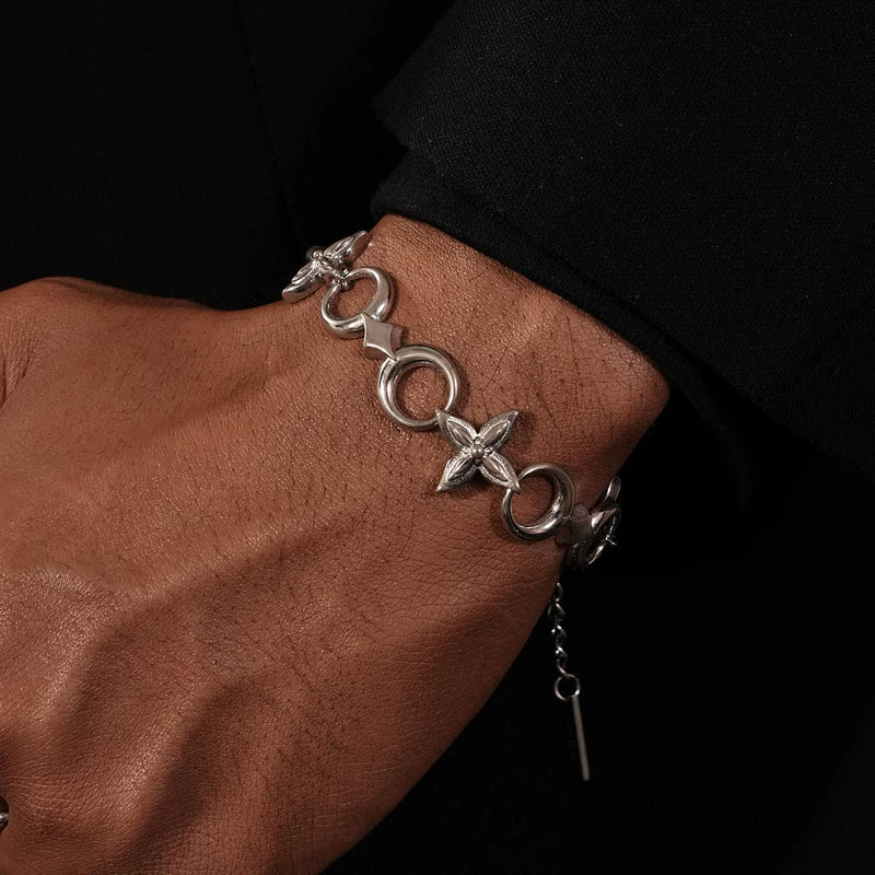 Titanium Steel Star Flower Chain Bracelet