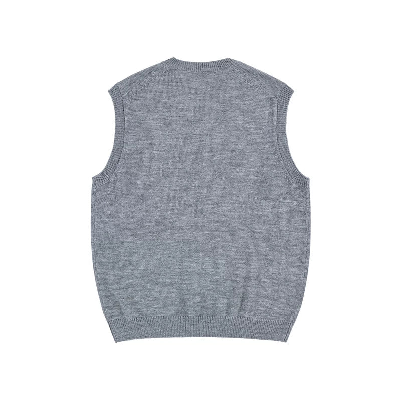 V-Neck Wool Blend Knit Vest