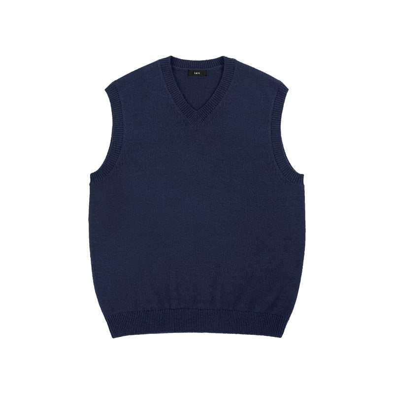 V-Neck Wool Blend Knit Vest