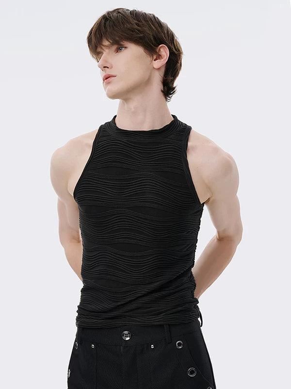 Water Ripple Textured Slim Fit Vest
