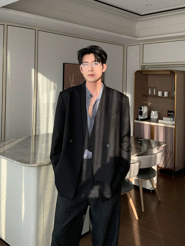 Wide-Shoulder Relaxed Fit Suit (Sold Separately）